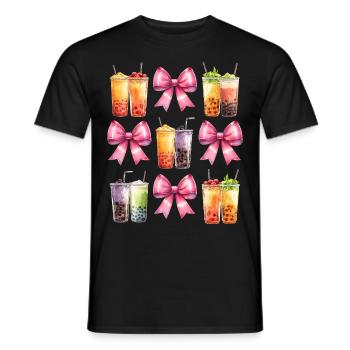 Coquette Bow Boba Tea Bubble Tea Mothers Day - Men's T-Shirt - black - Front - AI Model Male 178 light (178cm)