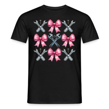Coquette Bogen Mechaniker Schraubenschlüssel rosa - Männer T-Shirt - Schwarz - Vorne - AI Model Male 178 light (178cm)