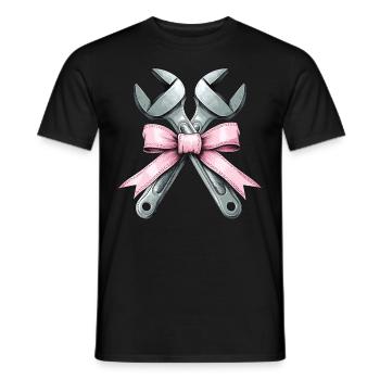 Coquette Bogen Mechaniker Schraubenschlüssel rosa - Männer T-Shirt - Schwarz - Vorne - AI Model Male 178 light (178cm)