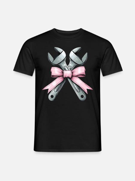 Coquette Bow Mechanic Wrench Pink - Men's T-Shirt - black