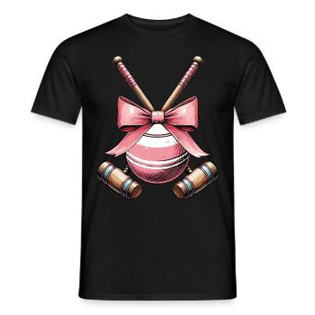 Coquette Bogen Krocketschläger Ball rosa Schleife - Männer T-Shirt - Schwarz - Vorne - AI Model Male 178 light (178cm)