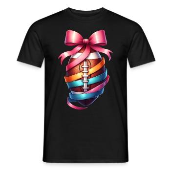 Coquette Bow Flag Football Player Pink Bow - Men's T-Shirt - black - Front - AI Model Male 178 light (178cm)