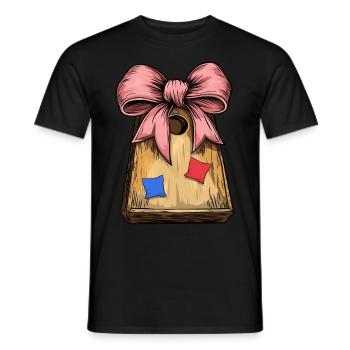 Coquette Bow Cornhole Board Bean Bag Mothers Day - Men's T-Shirt - black - Front - AI Model Male 178 light (178cm)