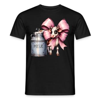Coquette Bow Kuh Landwirt Milch Milchviehhalter - Männer T-Shirt - Schwarz - Vorne - AI Model Male 178 light (178cm)