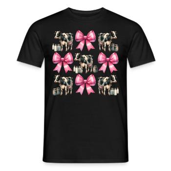 Coquette Bow Cow Farmer Milk Dairy Farmer - Men's T-Shirt - black - Front - AI Model Male 178 light (178cm)