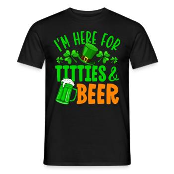 I'm here for titties & beer - Men's T-Shirt - black - Front - AI Model Male 178 light (178cm)