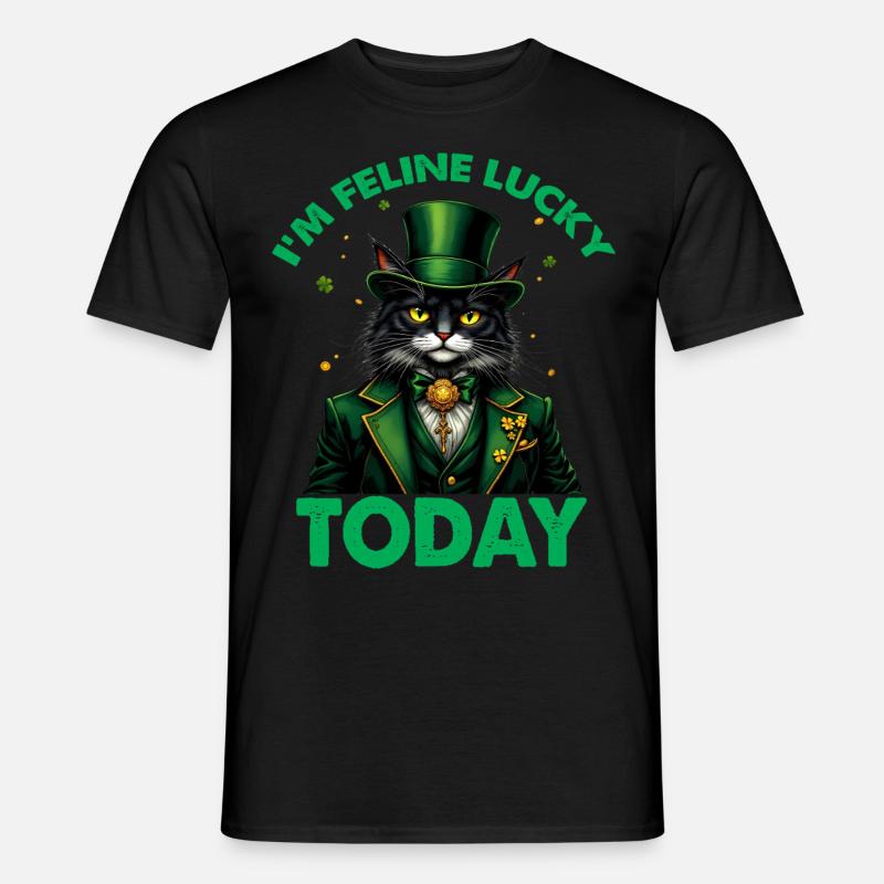 Ich bin feeline Lucky Today - Männer T-Shirt - Schwarz