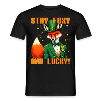 Stay Foxy and Lucky St. Patrick's Day - Men's T-Shirt - black - Front - AI Model Male 178 light (178cm)
