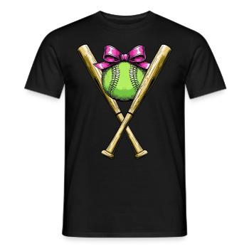 Coquette Bogen Softballschläger Mütter Tag rosa - Männer T-Shirt - Schwarz - Vorne - AI Model Male 178 light (178cm)