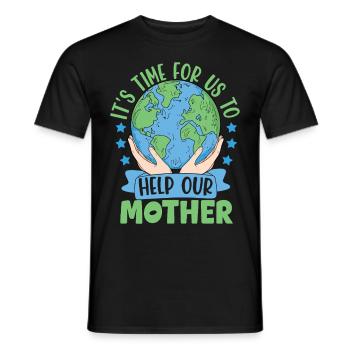 Il est temps pour nous d’aider notre Mère - T-shirt homme - noir - Devant - AI Model Male 178 light (178cm)