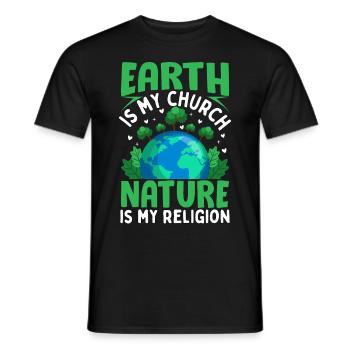 La Terre est mon église, la nature est ma religion - T-shirt homme - noir - Devant - AI Model Male 178 light (178cm)