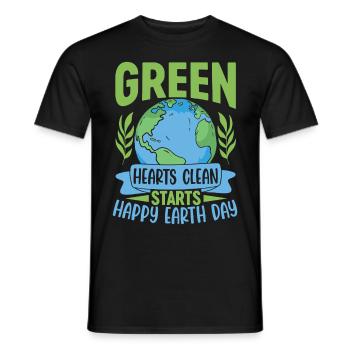 Green Hearts clean startet in den Happy Earth Day - Männer T-Shirt - Schwarz - Vorne - AI Model Male 178 light (178cm)