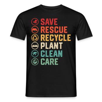 Save Rescue Recycle Nettoyage des plantes Entretien - T-shirt homme - noir - Devant - AI Model Male 178 light (178cm)