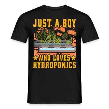 Just a Boy who loves Hydroponics - Men's T-Shirt - black - Front - AI Model Male 178 light (178cm)