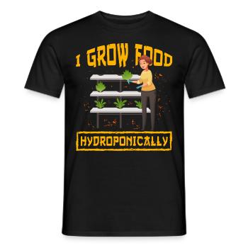 I grow food Hydroponics - Men's T-Shirt - black - Front - AI Model Male 178 light (178cm)