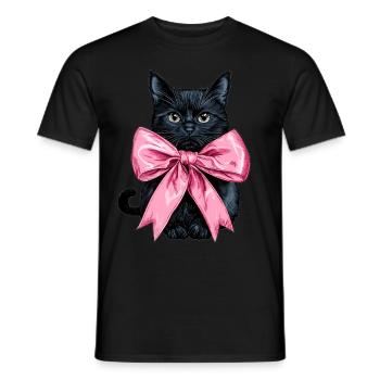Coquette Bow Black Cat Mom Pink Bow - Men's T-Shirt - black - Front - AI Model Male 178 light (178cm)