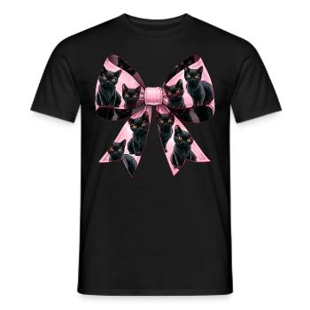 Nœud Coquette Chat Noir Motif Maman Rose - T-shirt homme - noir - Devant - AI Model Male 178 light (178cm)