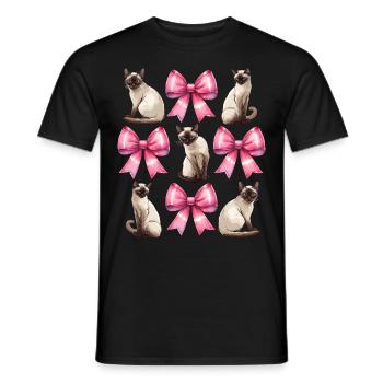 Coquette Bow Siamese Cat Mom Cute Pink Mothers Day - Men's T-Shirt - black - Front - AI Model Male 178 light (178cm)