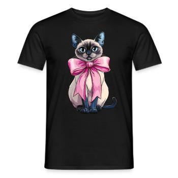 Coquette Bow Siamese Cat Mom Cute Pink Mothers Day - Men's T-Shirt - black - Front - AI Model Male 178 light (178cm)