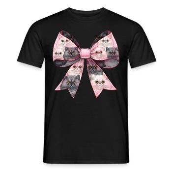 Coquette Bogen Perserkatze Mama Muster Rosa - Männer T-Shirt - Schwarz - Vorne - AI Model Male 178 light (178cm)