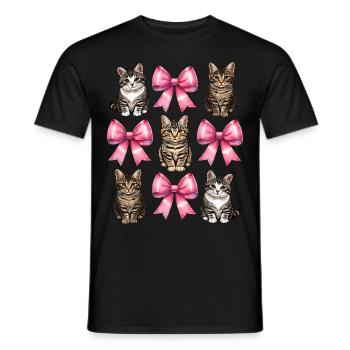 Coquette Bow Tabby Katze Mom Ribbon Muttertag - Männer T-Shirt - Schwarz - Vorne - AI Model Male 178 light (178cm)