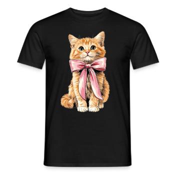 Coquette Schleife Orange Katze Tabby Katze - Männer T-Shirt - Schwarz - Vorne - AI Model Male 178 light (178cm)