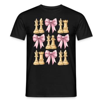 Coquette Bow Chess Player Mothers Day Chess Piece - Men's T-Shirt - black - Front - AI Model Male 178 light (178cm)