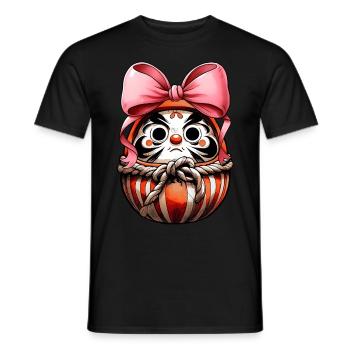 Coquette Bogen Daruma Puppe Japan Rosa Schleife - Männer T-Shirt - Schwarz - Vorne - AI Model Male 178 light (178cm)