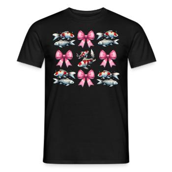 Coquette Bow Koi Fish Carp Nishikigoi Japan - Men's T-Shirt - black - Front - AI Model Male 178 light (178cm)