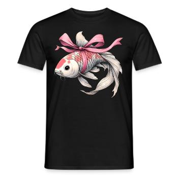 Coquette Bow Koi Fish Carp Nishikigoi Japan - Men's T-Shirt - black - Front - AI Model Male 178 light (178cm)