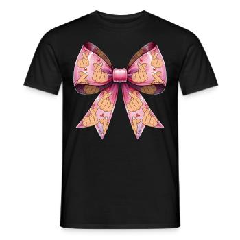 Coquette noeud Saranghae Kpop doigt coeur rose - T-shirt homme - noir - Devant - AI Model Male 178 light (178cm)
