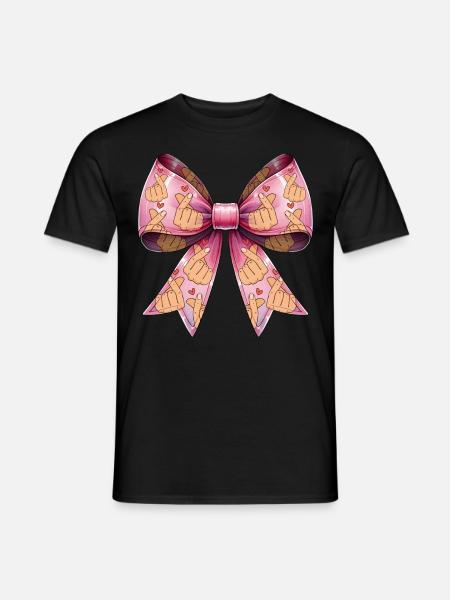 Coquette Sløjfe Saranghae Kpop Finger Hjerte Lyserød - Mænd T-shirt - sort