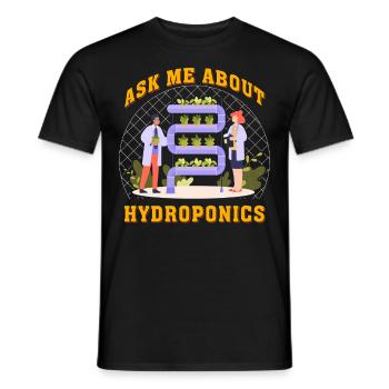Ask me about Hydroponics - Men's T-Shirt - black - Front - AI Model Male 178 light (178cm)