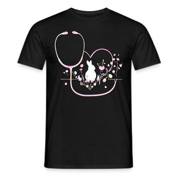 Nurse Doctor Heartbeat Easter - Men's T-Shirt - black - Front - AI Model Male 178 light (178cm)