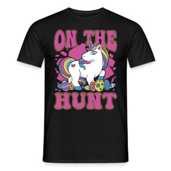 On the Hunt Unicorn Easter - Men's T-Shirt - black - Front - AI Model Male 178 light (178cm)