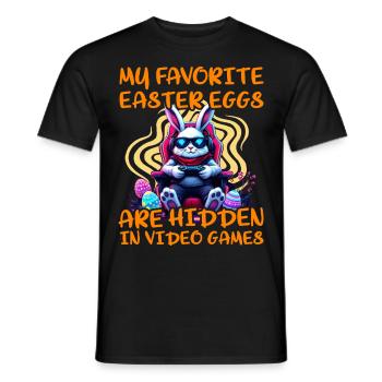 My favorite easter eggs are hidden in video games - Men's T-Shirt - black - Front - AI Model Male 178 light (178cm)