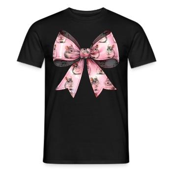Coquette noeud chinchilla motif fête des mères rose - T-shirt homme - noir - Devant - AI Model Male 178 light (178cm)