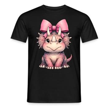 Coquette Bow Triceratops Dinosaur Pink - Men's T-Shirt - black - Front - AI Model Male 178 light (178cm)