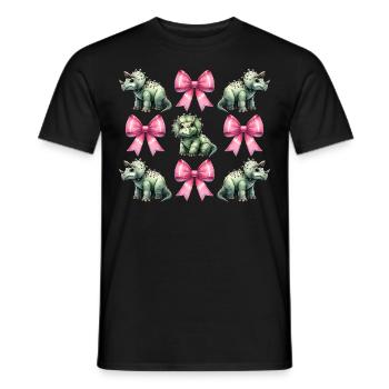 Coquette Bow Triceratops Dinosaur Pink - Men's T-Shirt - black - Front - AI Model Male 178 light (178cm)