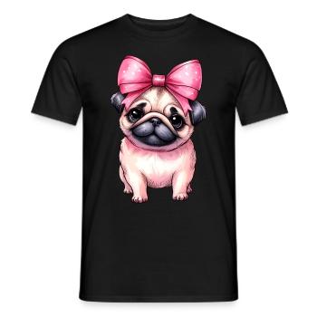 Coquette Bow Pug Dog Mom Pink Bow Mom - Men's T-Shirt - black - Front - AI Model Male 178 light (178cm)