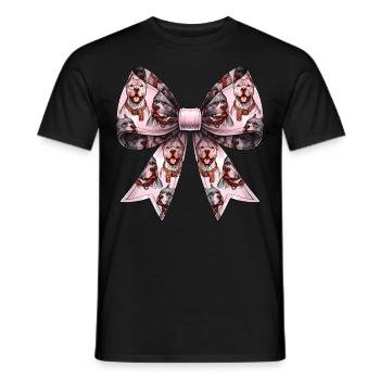 Coquette Bow Pitbull Dog Mom Pattern Pink - Men's T-Shirt - black - Front - AI Model Male 178 light (178cm)