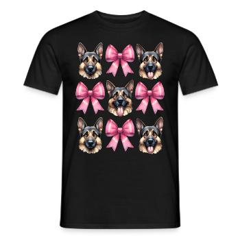 Coquette Bow German Shepherd Mom Pink Ribbon - Men's T-Shirt - black - Front - AI Model Male 178 light (178cm)