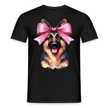 Coquette Bow German Shepherd Mom Pink Ribbon - Men's T-Shirt - black - Front - AI Model Male 178 light (178cm)