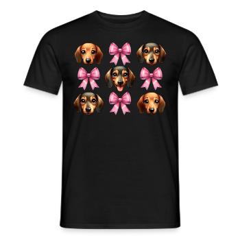 Coquette Bow Dachshund Dog Mom Pink Bow Mom - Men's T-Shirt - black - Front - AI Model Male 178 light (178cm)