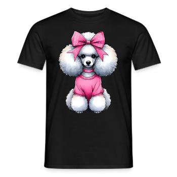 Coquette Bow Poodle Dog Mom Pink Bow - Men's T-Shirt - black - Front - AI Model Male 178 light (178cm)