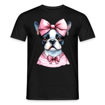 Coquette Bow Boston Terrier Dog Mom Pink - Men's T-Shirt - black - Front - AI Model Male 178 light (178cm)