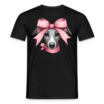Coquette Bow Greyhound Dog Mom Pink Ribbon - Men's T-Shirt - black - Front - AI Model Male 178 light (178cm)
