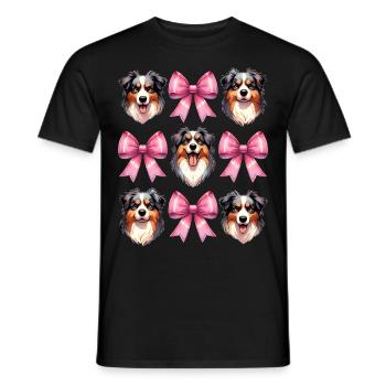 Coquette Bow Australian Shepherd Dog Mom Pink - Männer T-Shirt - Schwarz - Vorne - AI Model Male 178 light (178cm)