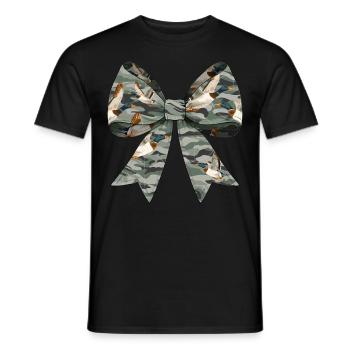 Coquette Bow Duck Hunting Hunter Camouflage Ribbon - Men's T-Shirt - black - Front - AI Model Male 178 light (178cm)