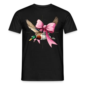 Coquette Arc Canard Chasse Chasseur Ruban Rose Maman - T-shirt homme - noir - Devant - AI Model Male 178 light (178cm)